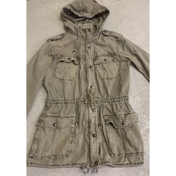 Aritzia Talula Jacket Womens Small Khaki Hooded Military Utility Cargo Coat - Picture 5 of 16